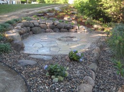 Boulder Wall, Plantings and Ground Cover